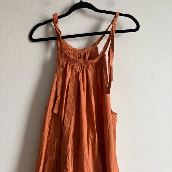 Ulla Johnson Sz 14 Joni Orange Clay Cotton Midi Dress - Picture 3 of 11